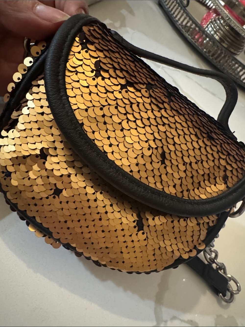 Gold Sequin Crossbody Bag - Women